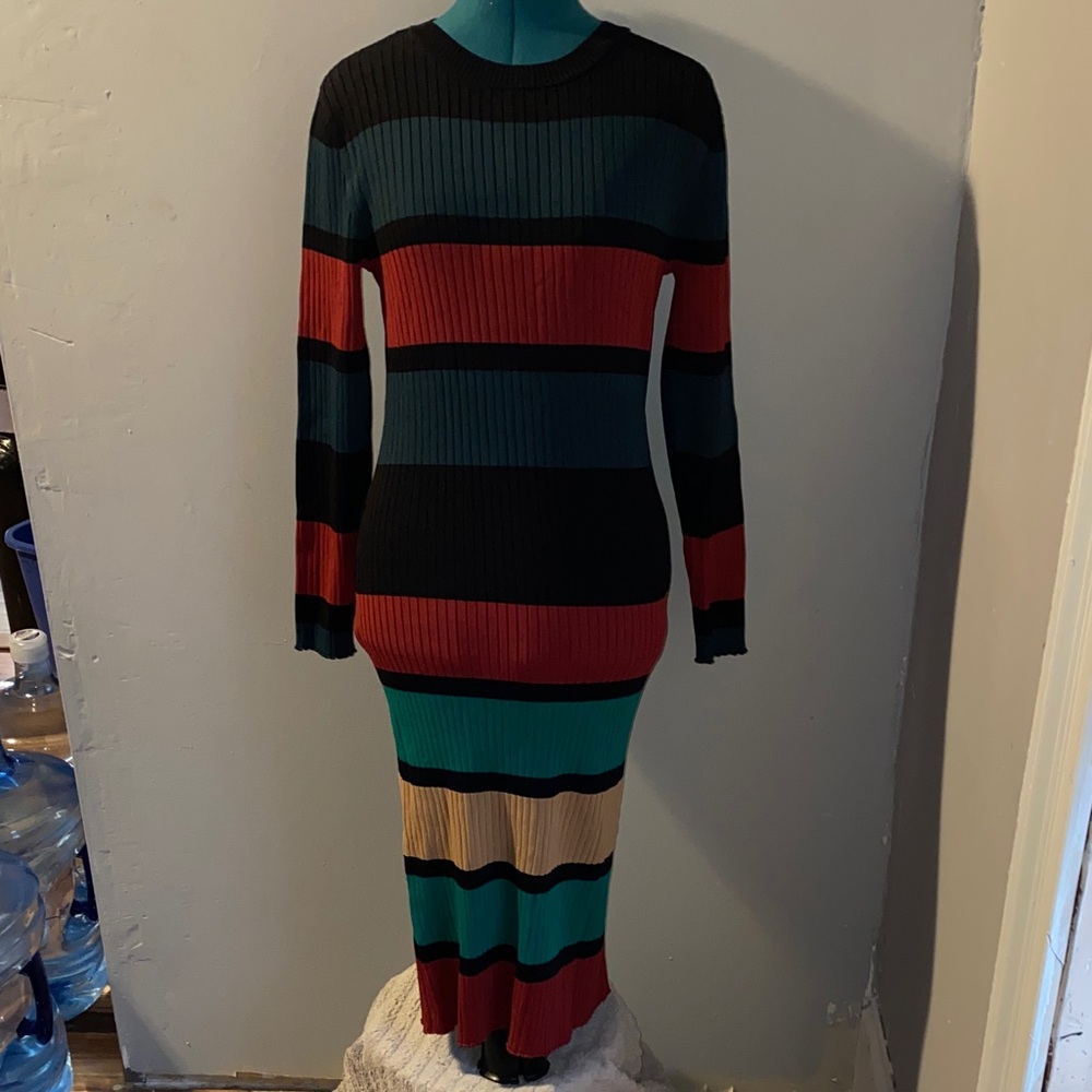 Striped Multicolor Knit Dress